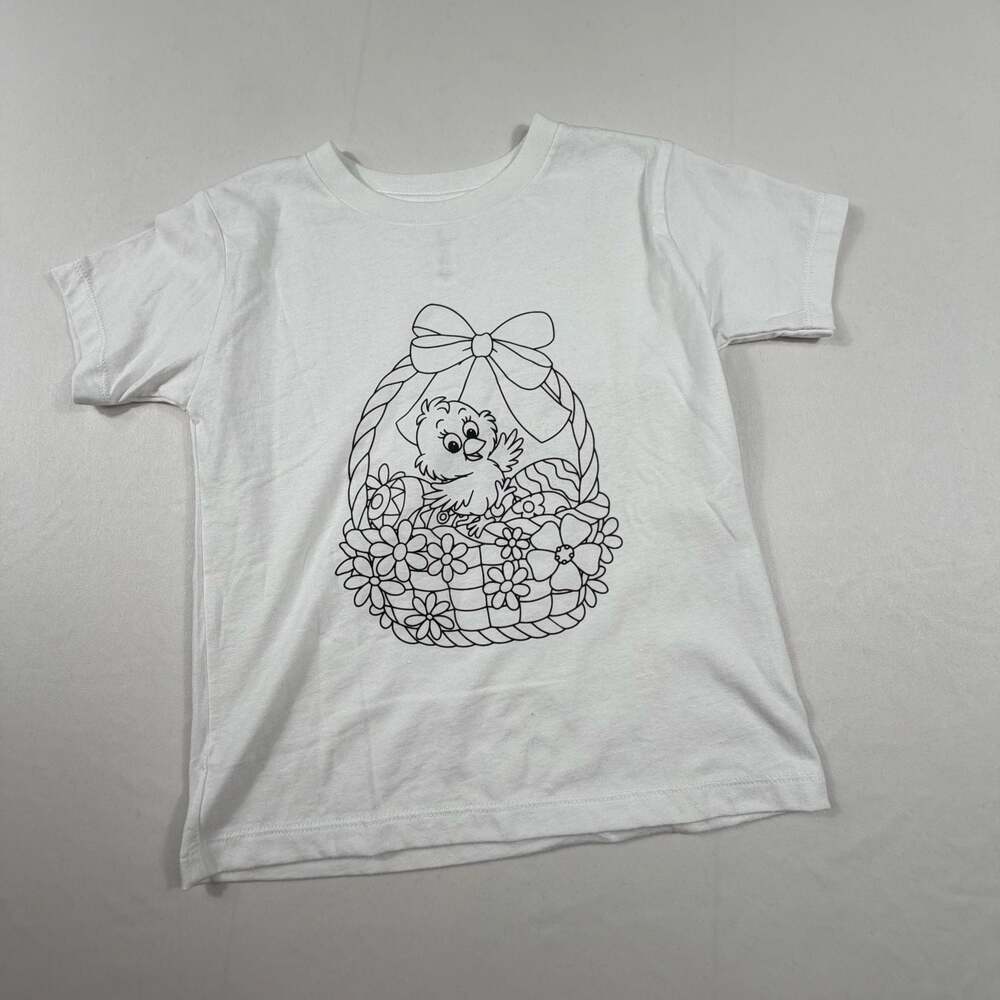 Bella+Canvas Kids Airlume Jersey Easter Basket Chick Coloring T-Shirt